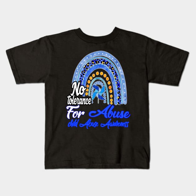 No Tolerance For Abuse Child Abuse Prevention Awareness Month Kids T-Shirt by lame creative